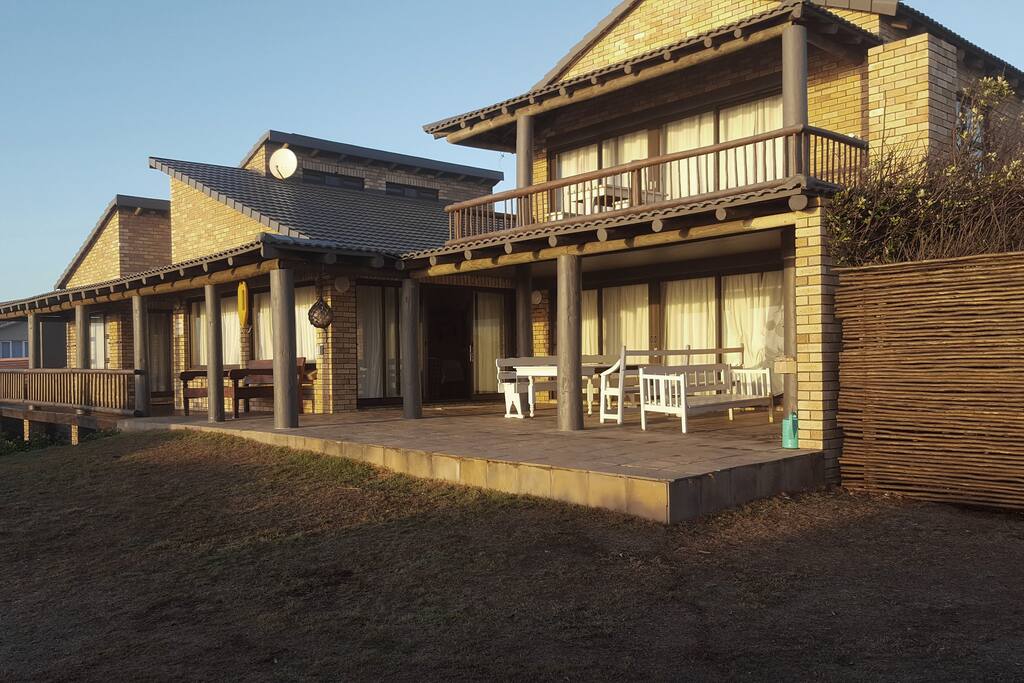 The seaward side of the house at sunrise