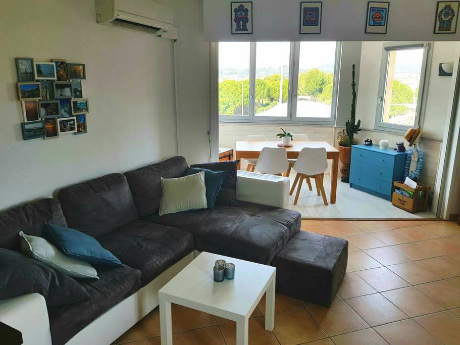 le salon plus loggia amenagée