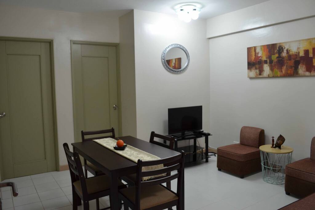 Spacious and minimalistic living room and dining area