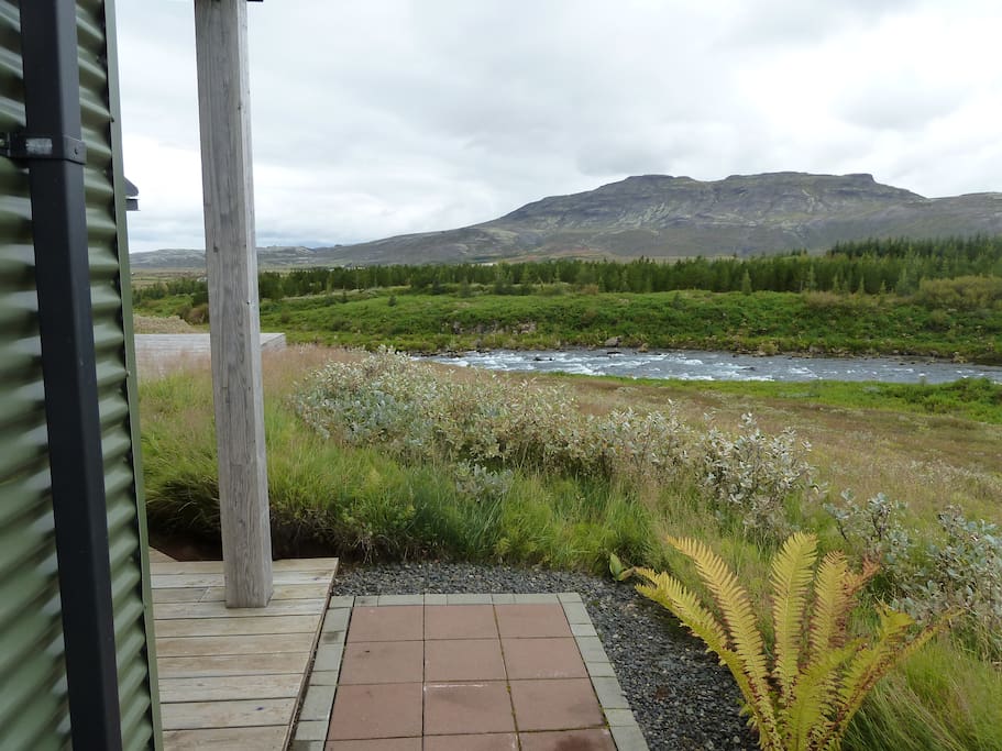 A view to Geysir from the house.