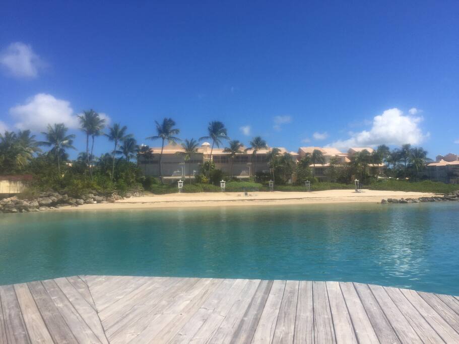 View from the port Saint Charles yacht club, a must for lunch and snorkelling around the rocks with the colourful fish