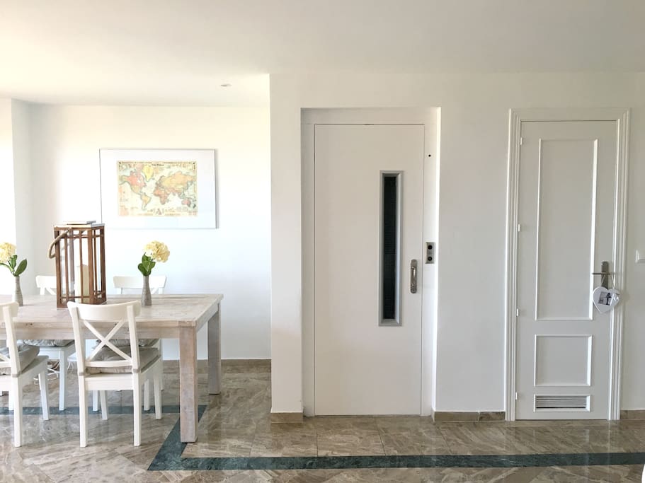 Dining table and elevator