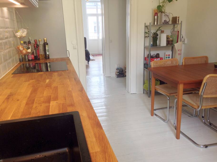 Kitchen and view towards the bedroom