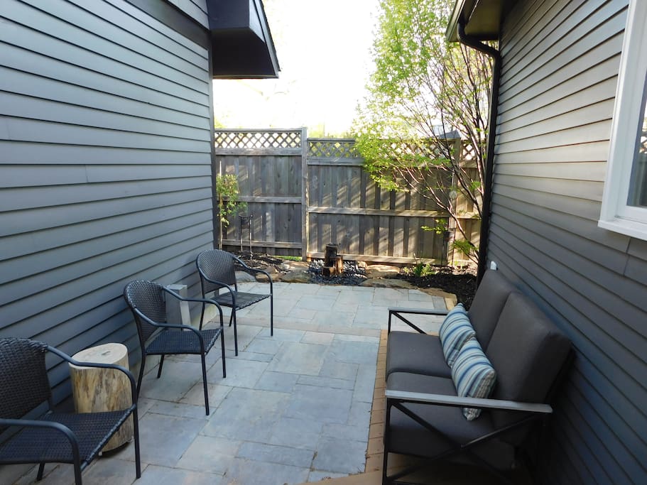 Private back area- deck and stone patio