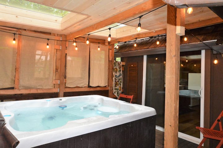 Hot tub. Added skylights for some star gazing