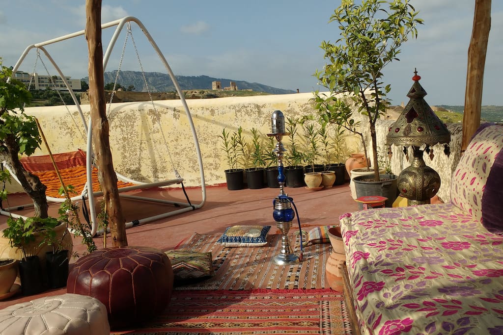 Roof garden with wonderful views of the medina and surrounding mountains.