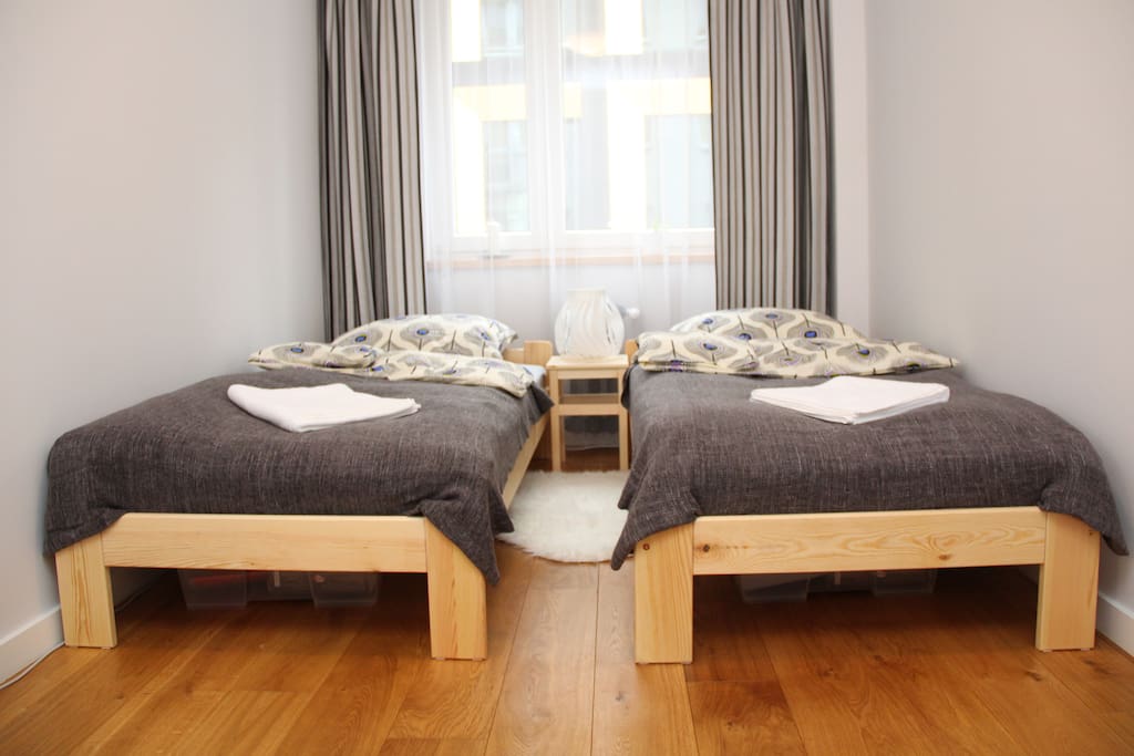 Private Room: Th bedroom has two 90 x 200 cm sized bed for you to sleep comfortably.