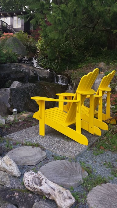 Enjoy a beverage on your private little patio, creekside