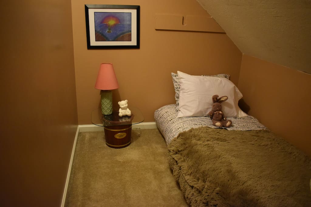 There is a door that can be closed to separtate this cute little room from the master suite. The floor mattress is very comfortable and perfect fort for your little person,.. or big one if necessary!