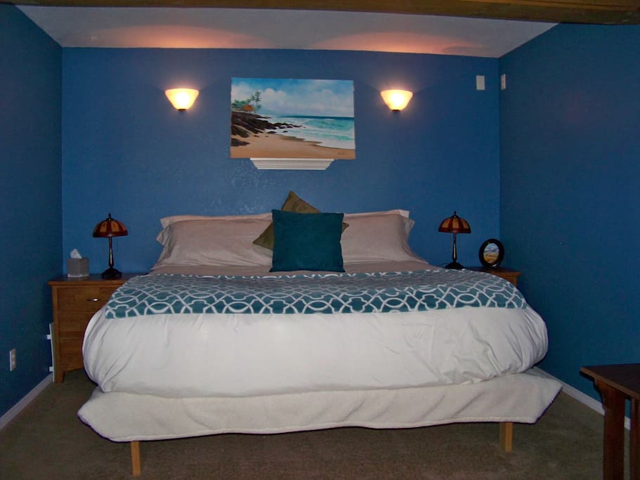 New comfy king sized bed with pocket doors for total darkness