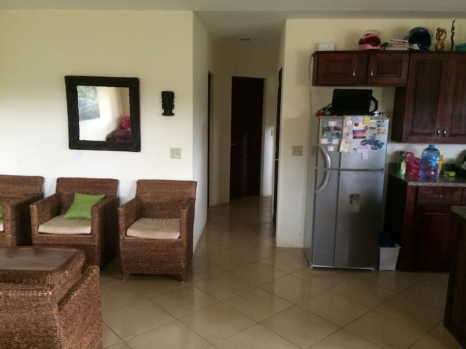 kitchen and living open area