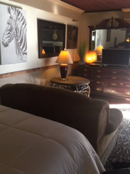 Couch facing TV.