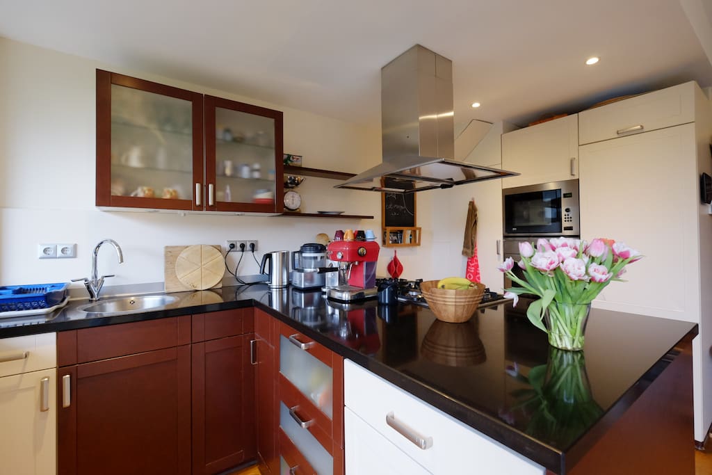 Modern kitchen is fully equiped
