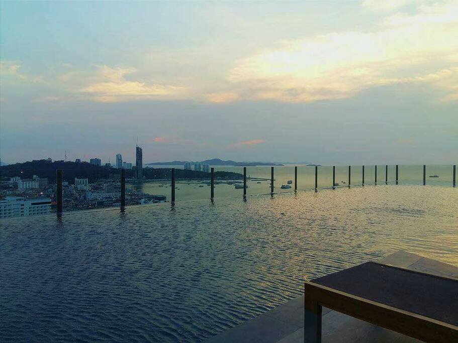 Sunset's Swimming pool top roof