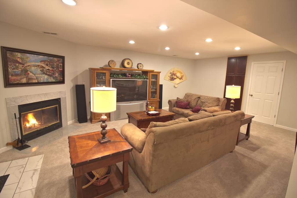 Family room with fireplace