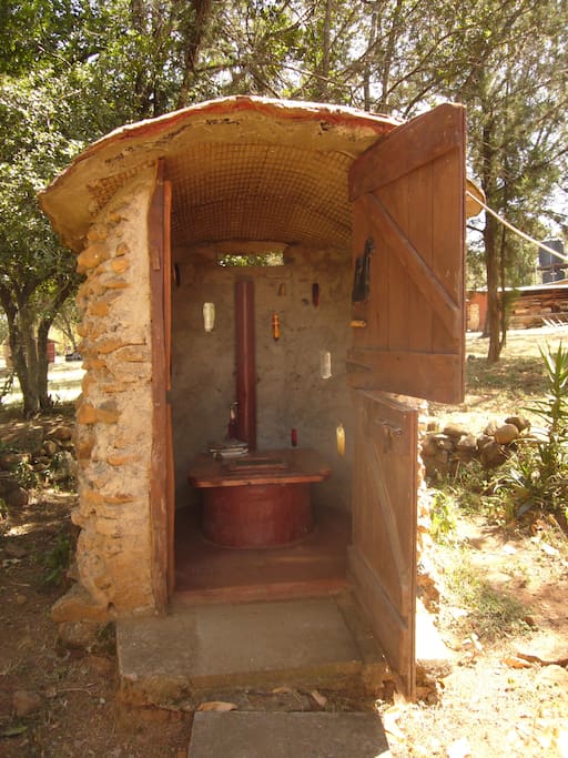 Eco-friendly long drop toilet right next to the tent.