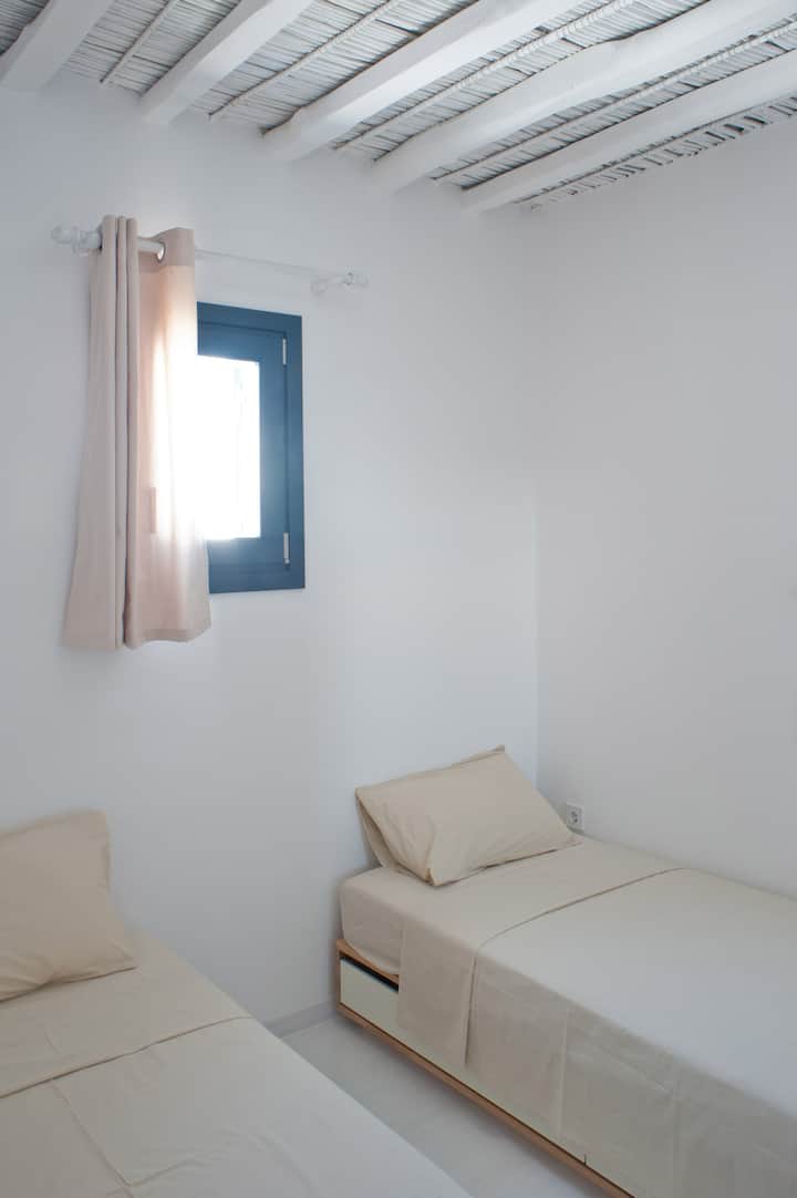 La chambre avec deux lit simples 