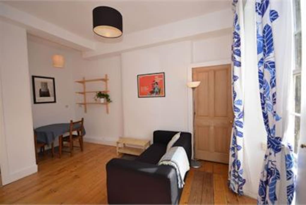 Living room with dining recess