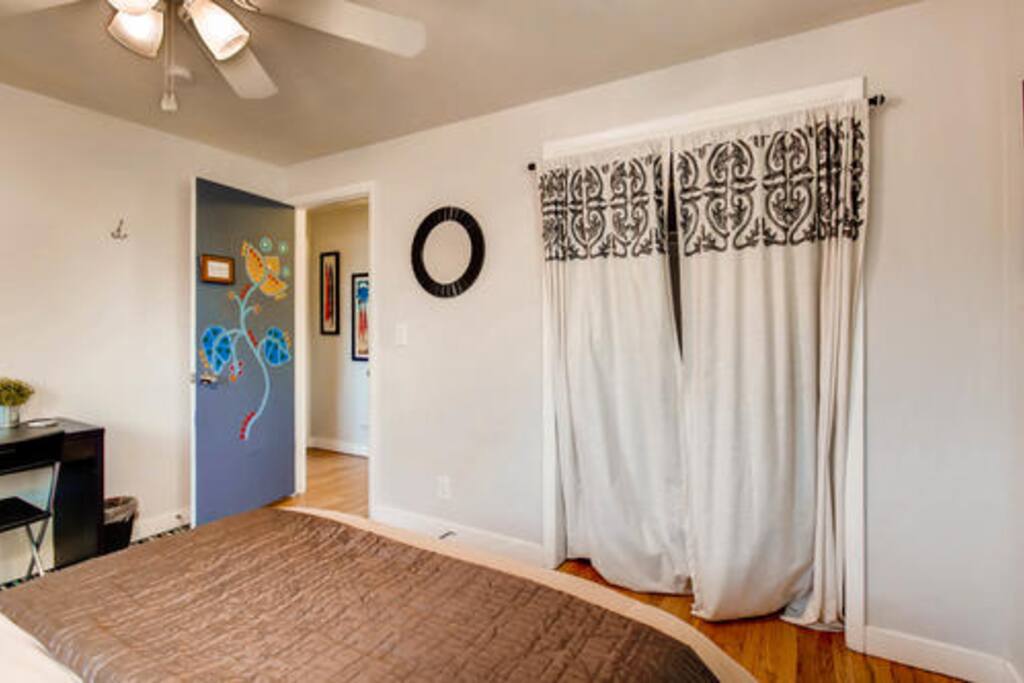 The closet provides plenty of storage.