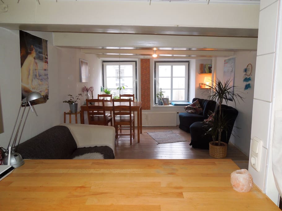 Blick von Küche ins Wohnzimmer/ View from the kitchen in the living room