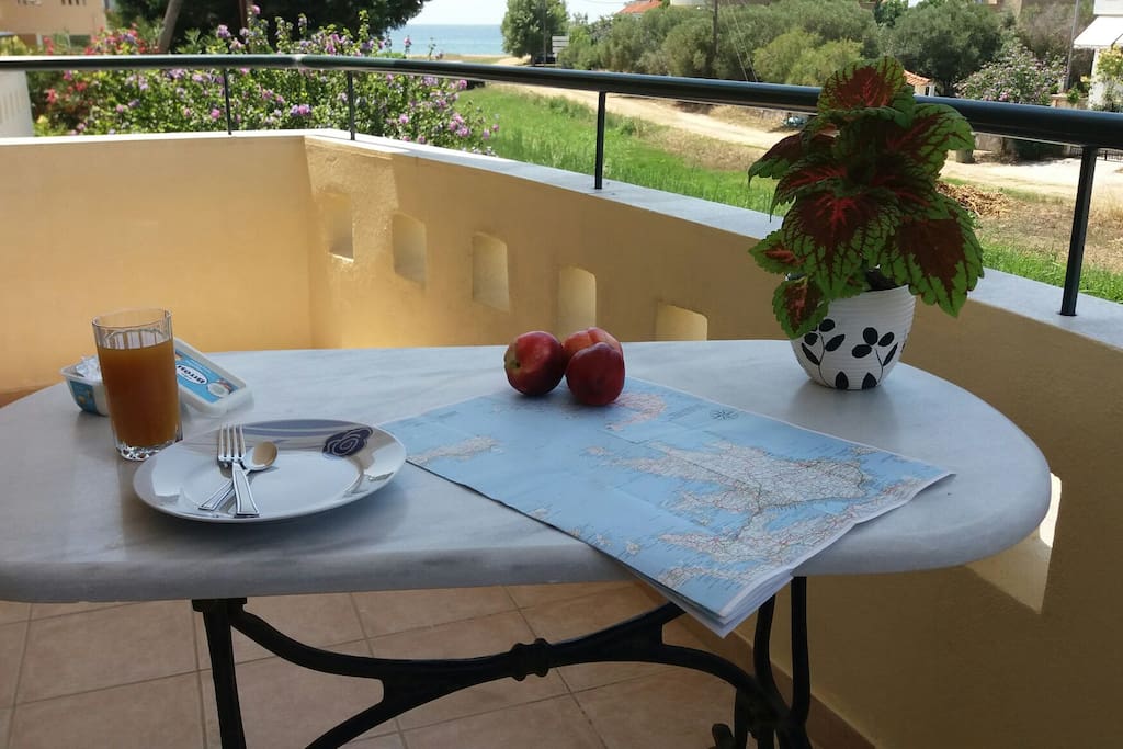 perfect spacious balcony for breakfast with sea view