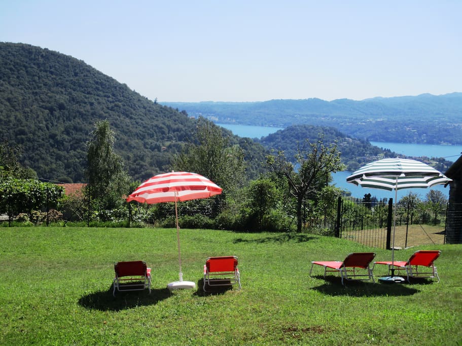 Relaxing on the lake in the house garden