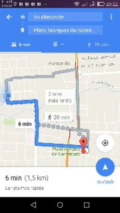 Recorrido para llegar a pie al centro histórico