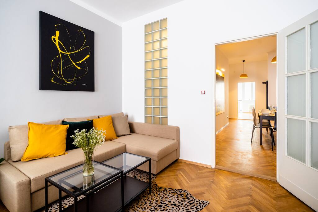 This is a master bedroom. Calming, spacious room with its own sitting area conveys a sense a luxury during your stay.