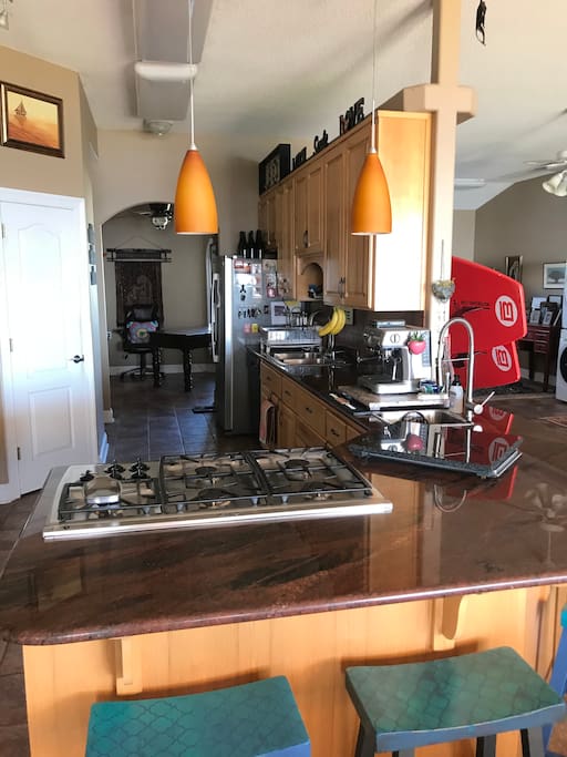 Granite counter tops with gas stove