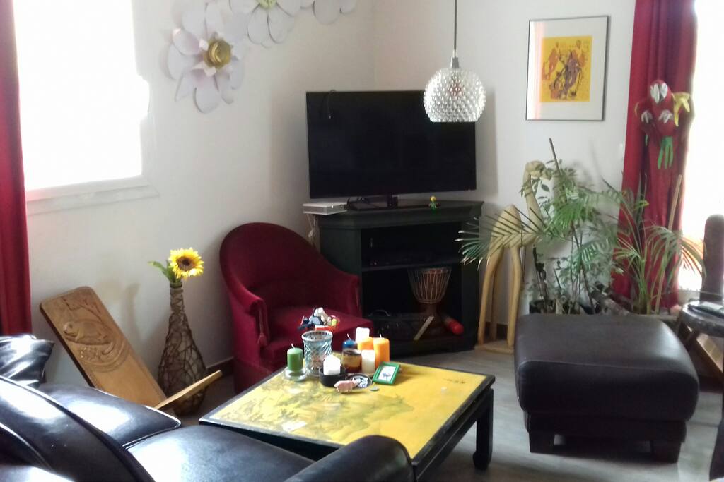 Le coin salon avec télévision.