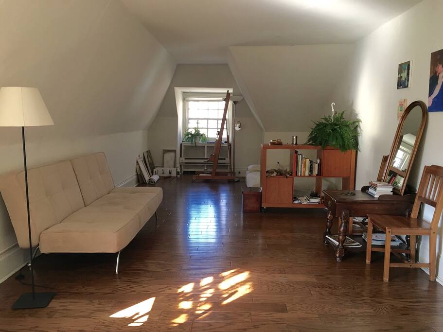 Main living area--the couch folds out to be a comfy extra bed.