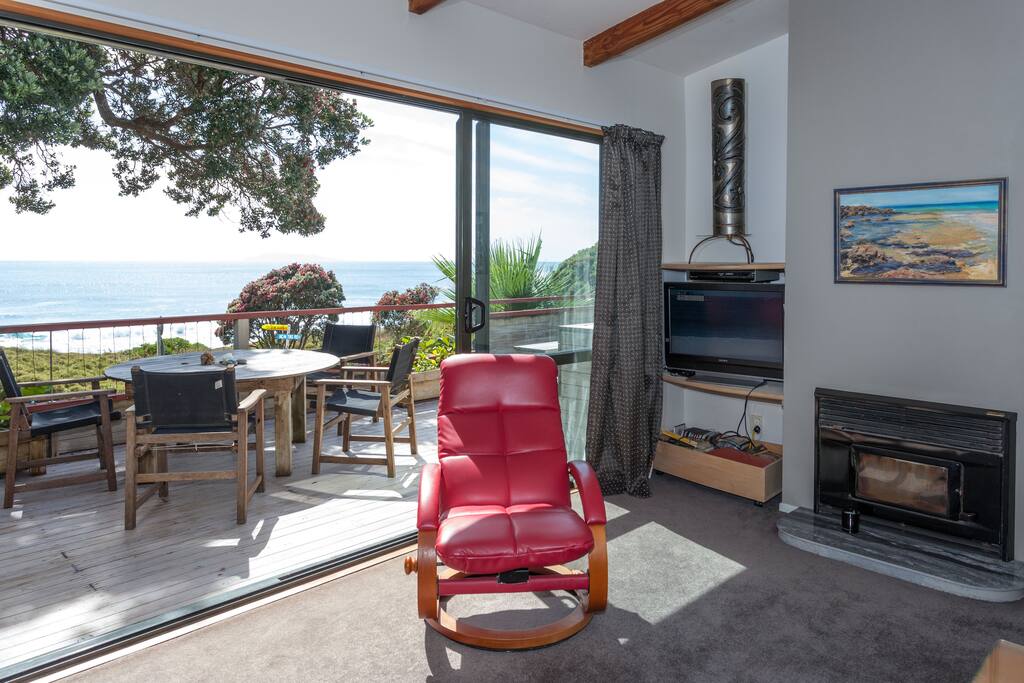 Living open to spacious deck