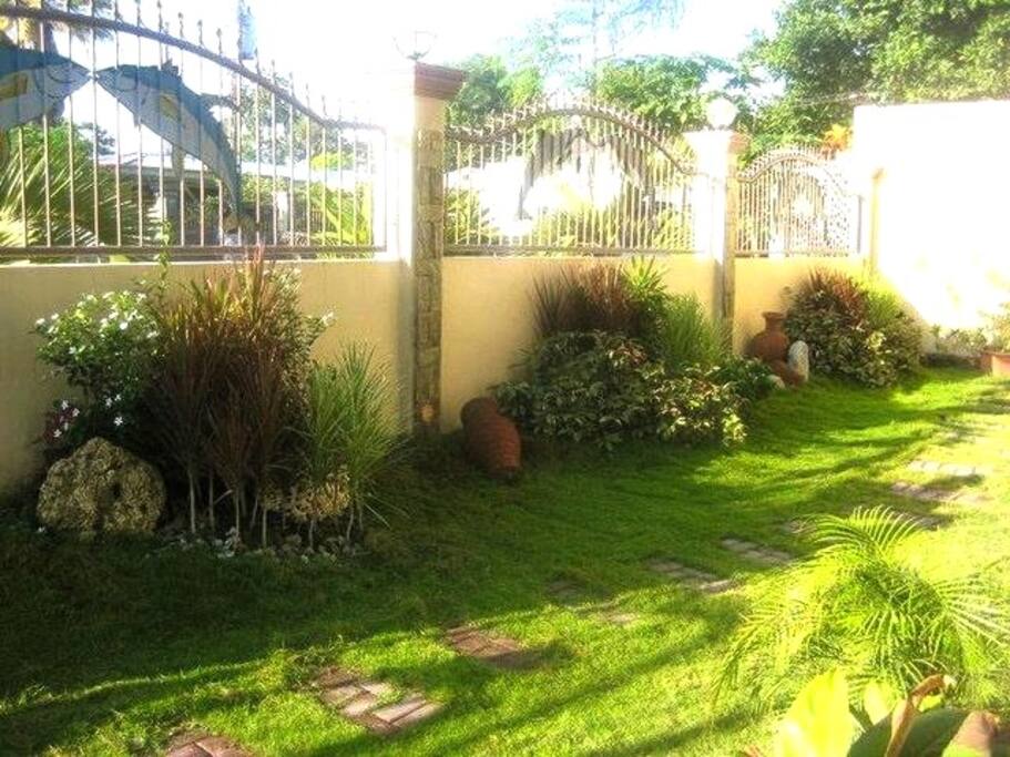 The front yard behind the walls.