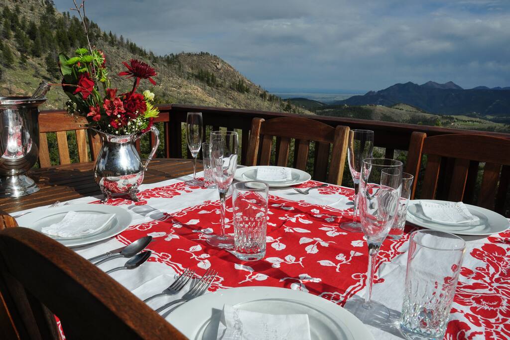 The deck is a wonderful place to celebrate! The house is stocked with linens, glassware, and dinner settings for your use.