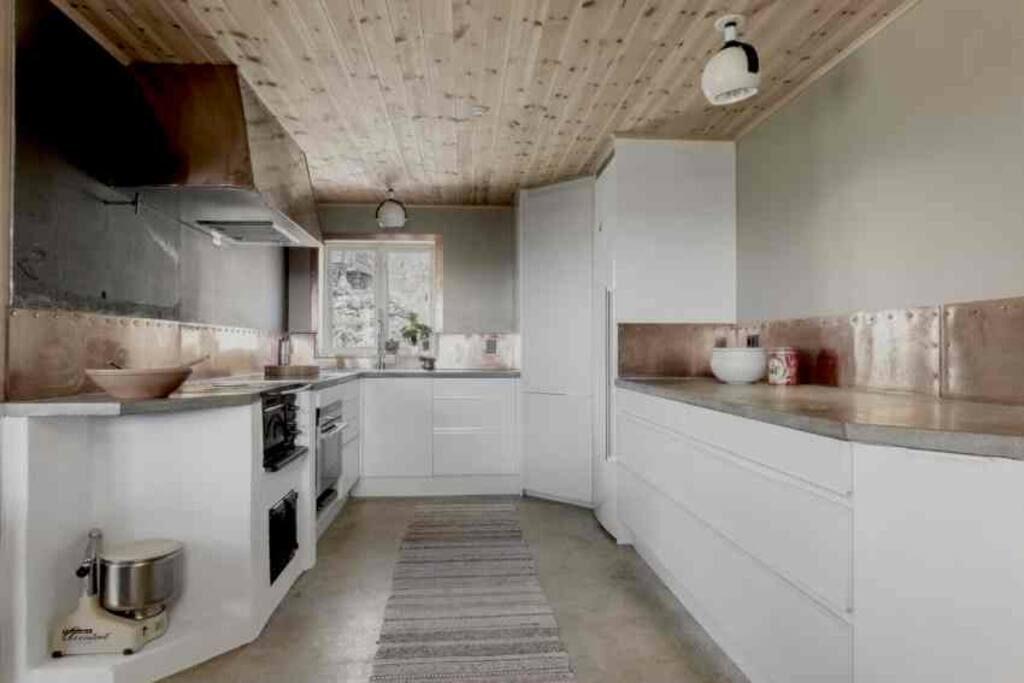 The kitchen is modern but rustic and in constant change with time.