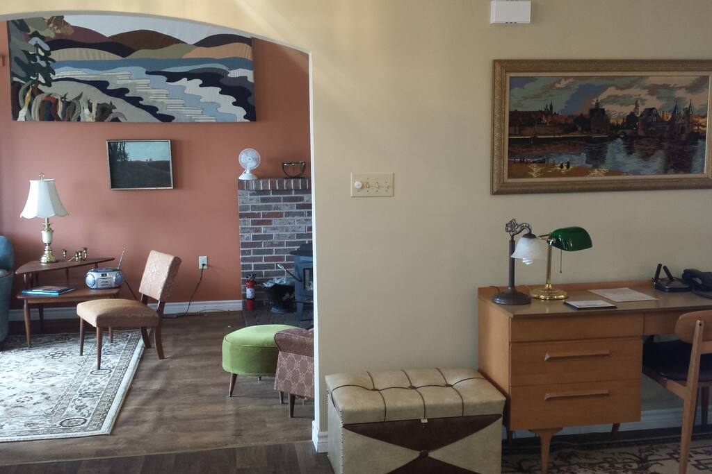 Foyer with desk looking into Living Room