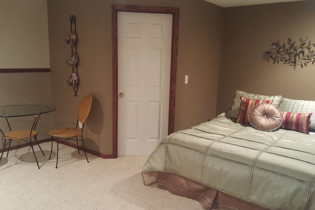 Walk in closet and table area.