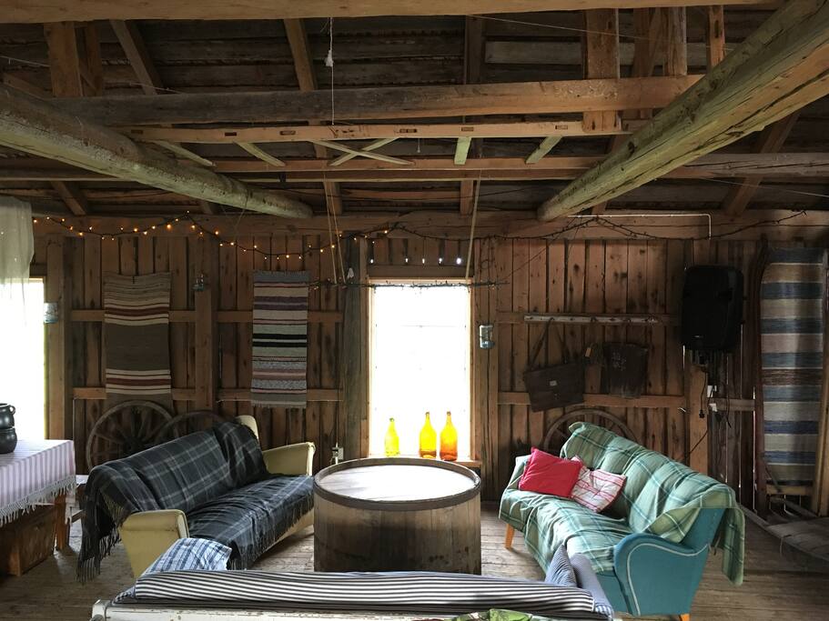 Inside the old barn where breakfast can be served.