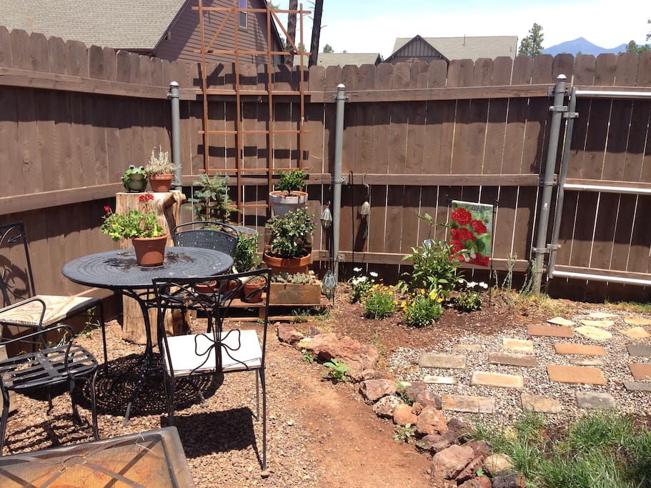 Private backyard sitting area