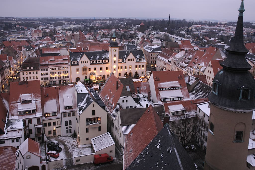 Obermarkt in winter, Freiberg