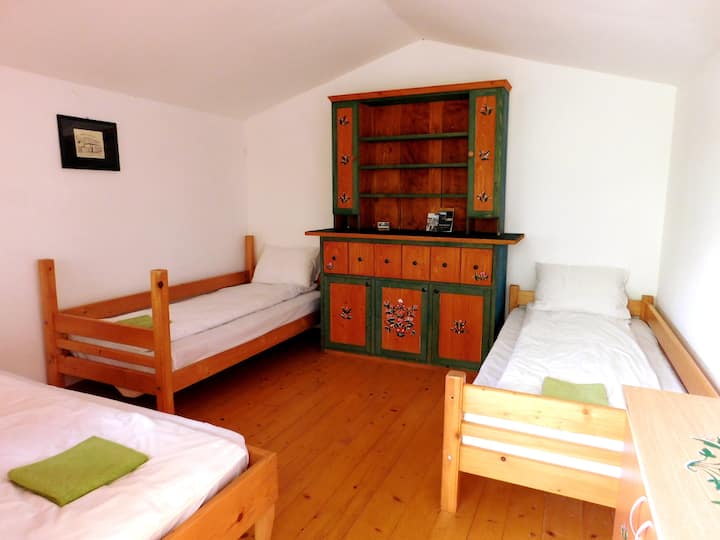 3 single beds in Wood Cabin No. 5