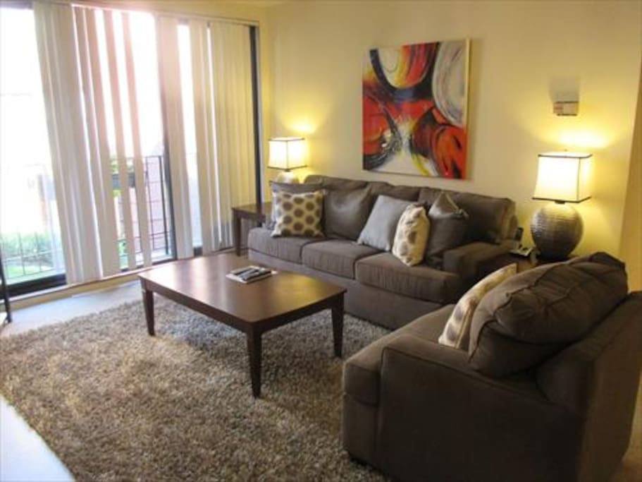 Living room offers a sleeper sofa bed.