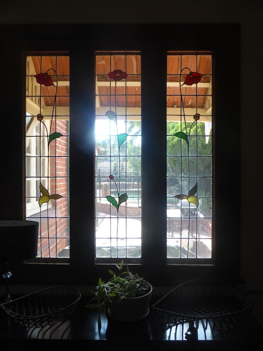 Leadlight window in the lounge