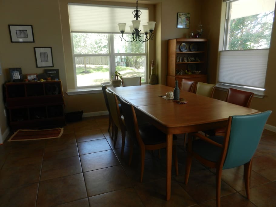Dining area. Seating for fourteen with extensions added.