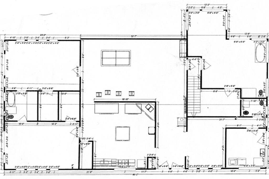 Tree room top left, home is 40 feet by 80 feet. You will have 50 feet from the other bedrooms if the Hero room is not rented. Pay $20 and I will block off the Hero room to assure your private end of the home.