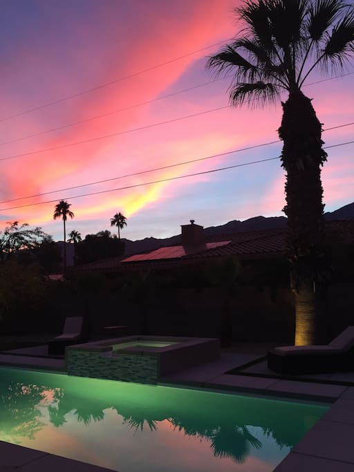 Breath-taking sunsets against mountain views in the privacy of your backyard. This was taken with my iPhone, raw with no filters!