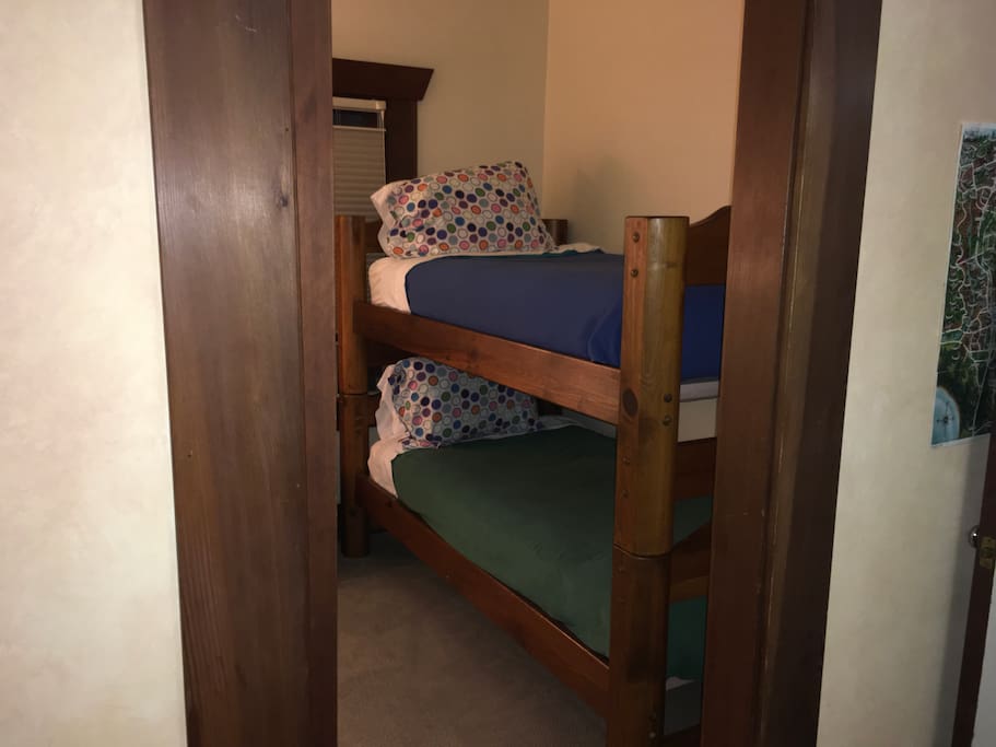 Bunks with standard size twin mattresses.