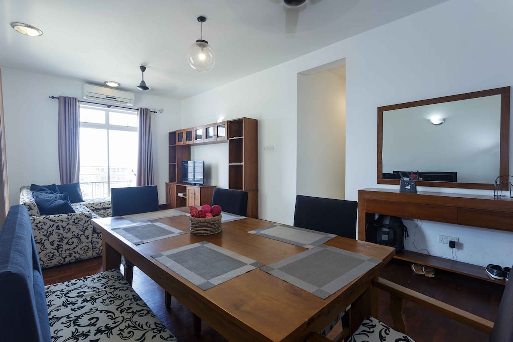 Close up view of the dining table