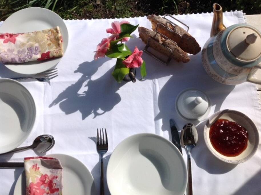 Breakfast outside weather permitting