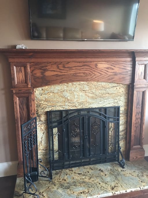 Wood burning fireplace. Firewood is provided. 60" HD, Smart TV.